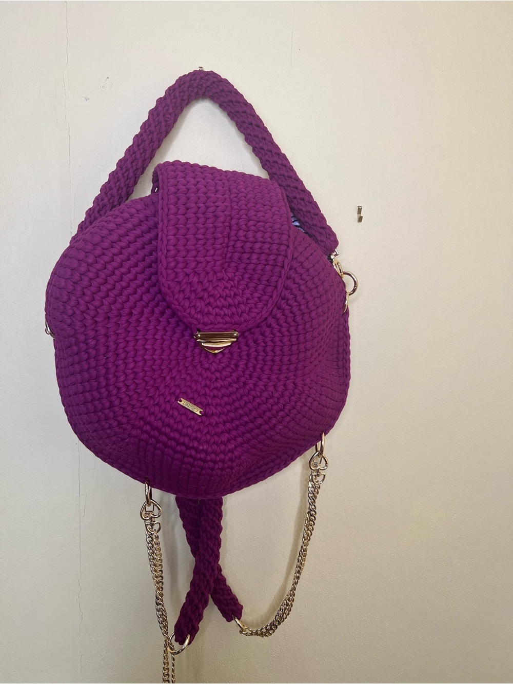 Zialoo Mila Round Crochet Backpack in Vibrant Magenta - Fashionable Women’s Bag